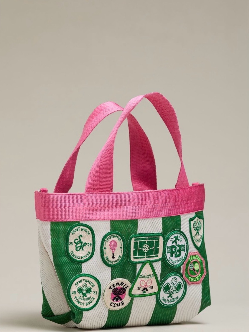 Anthropologie Maeve mini mesh patch tote tennis pink green white NEW